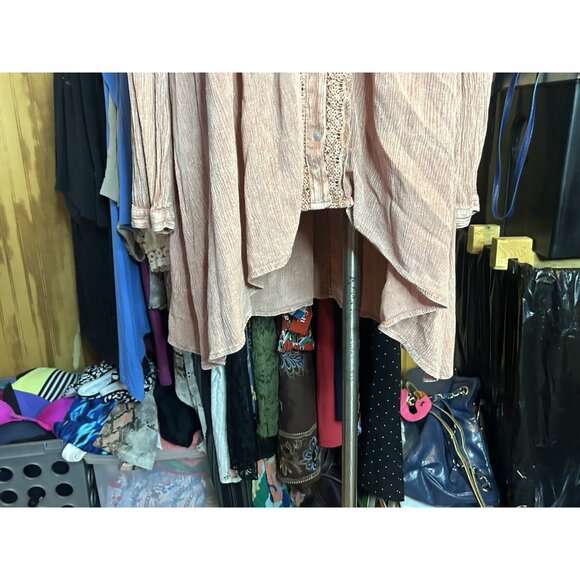 Easel Delaware Button Down Mineral Washed Long Tunic Pink Rose NWT Sz M - Picture 6 of 10